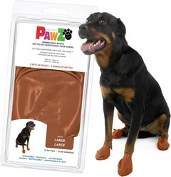 Pawz Waterproof Rubber Dog Boots, 12 count, Teak Brown, Large