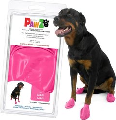 Pawz Waterproof Rubber Dog Boots, 12 count, Bubblegum Pink, Large