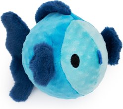 FurryFive Luxe by Giftable World Finny Fish Bouncy Plush Dog Toy, Blue, 8-in