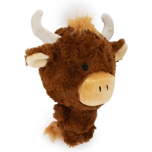 FurryFive Luxe by Giftable World Harlowe Highland Bouncy Plush Dog Toy, Brown, 8-in