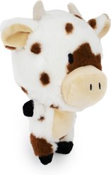 FurryFive Luxe by Giftable World Claramoo Cow Bouncy Plush Dog Toy, Multicolor, 8-in