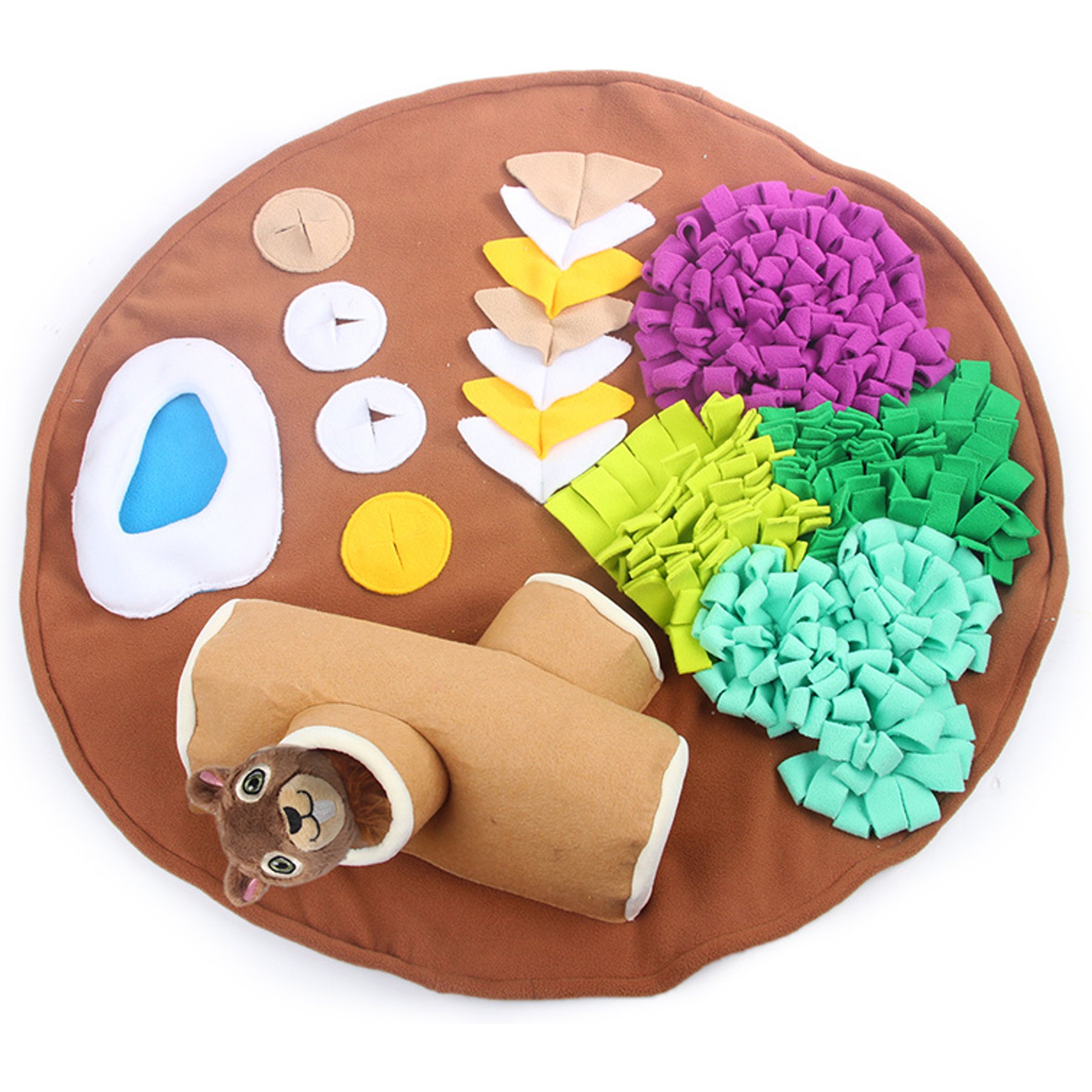 allforpaws Dig It Fluffy Mat Squirrel Hide & Seek Dog Toy, Multicolor