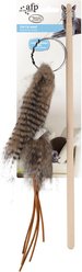 allforpaws Classic Comfort Fish Teaser Wand Cat Toy, Brown, 2 count