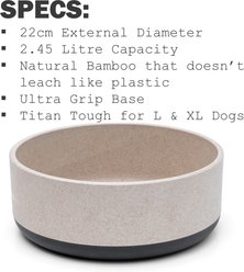 Fuzzl Titan Bamboo & Rubber Base Dog Bowl, Off White, 8.7-in slide 2 of 4