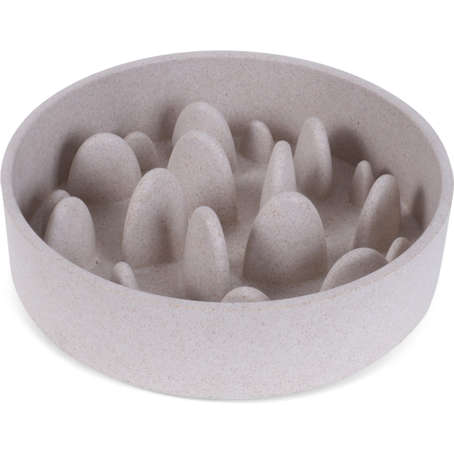 Fuzzl Bamboo Slow Feeder Non-Skid Dog Bowl, Stone, 6.7-in