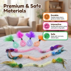 Fashion's Talk 7-Piece Rattle Fun Bell Feather & Gall Variety Pack Fruit Cat Toy slide 2 of 7