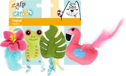 allforpaws Catoon Tropicat Plush Cat Toy, Multicolor, 4 count