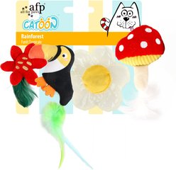 allforpaws Catoon Rainforest Plush Cat Toy, Multicolor, 4 count
