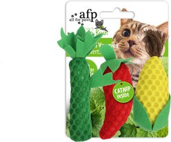 allforpaws Green Rush Veggies Plush Cat Toy, Multicolor, 3 count