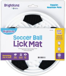 Brightkins Soccer Ball Non-Skid Dog Lick Mat, White/Black, Small