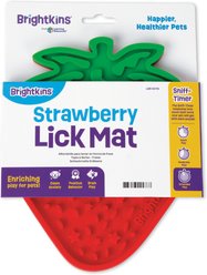 Brightkins Strawberry Non-Skid Dog Lick Mat, Red/Green, Small