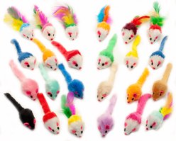 Fashion's Talk Interactive Furry Rattle Assorted Exercise Mice Cat Toy, 24 count