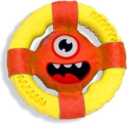 Armor Plush Ring Tug Tough Rubber & Nylon Squeaky InteractiveDog Toy, 7.75-in, Yellow