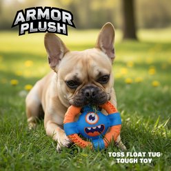 Armor Plush Ring Tug Tough Rubber & Nylon Squeaky InteractiveDog Toy, 7.75-in, Orange slide 2 of 7
