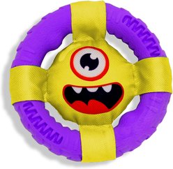 Armor Plush Ring Tug Tough Rubber & Nylon Squeaky InteractiveDog Toy, 7.75-in, Purple