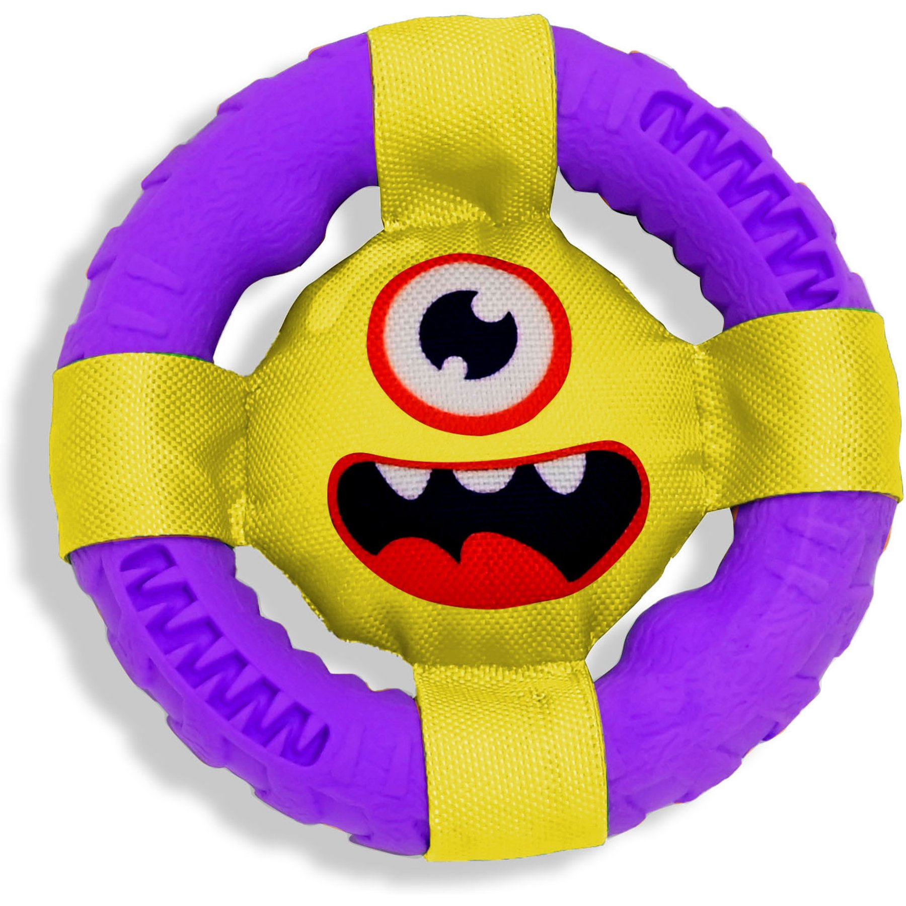 Armor Plush Ring Tug Tough Rubber & Nylon Squeaky InteractiveDog Toy, 7.75-in, Purple