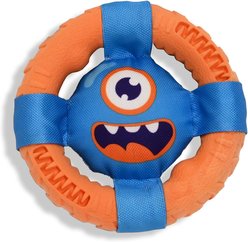 Armor Plush Ring Tug Tough Rubber & Nylon Squeaky InteractiveDog Toy, 7.75-in, Orange