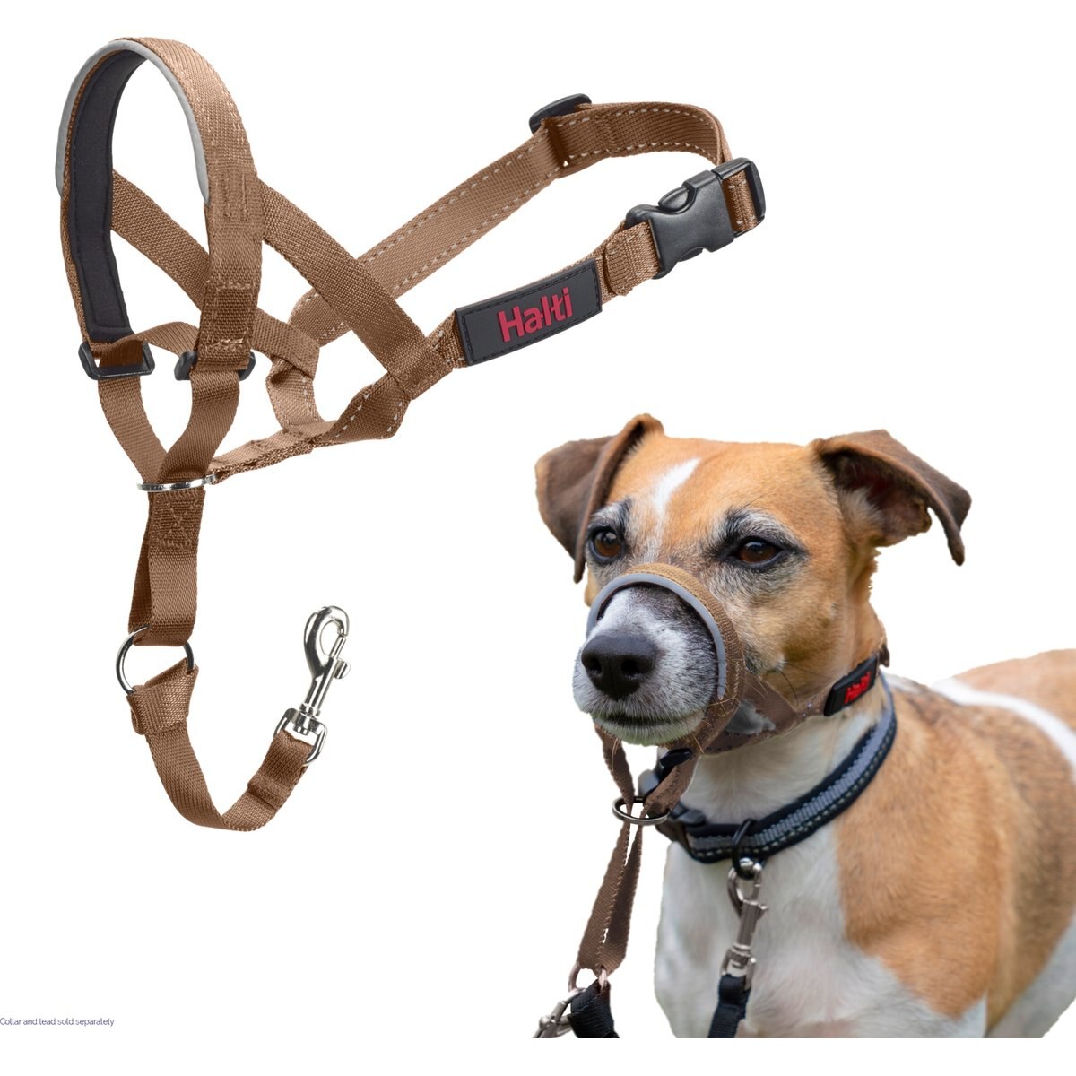 Halti Nylon Padded No Pull Dog Headcollar, Desert Sand, Size 1: 12 to 15.5-in neck
