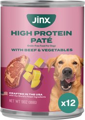 Jinx Beef & Vegetables Recipe Grain-Free Wet Dog Food, 13-oz can, case of 12