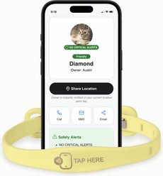 Furlegs TapSafe Dual-Stage Breakaway Smart ID & Medical Alert Cat Silicollar, Fresh Yellow, Max