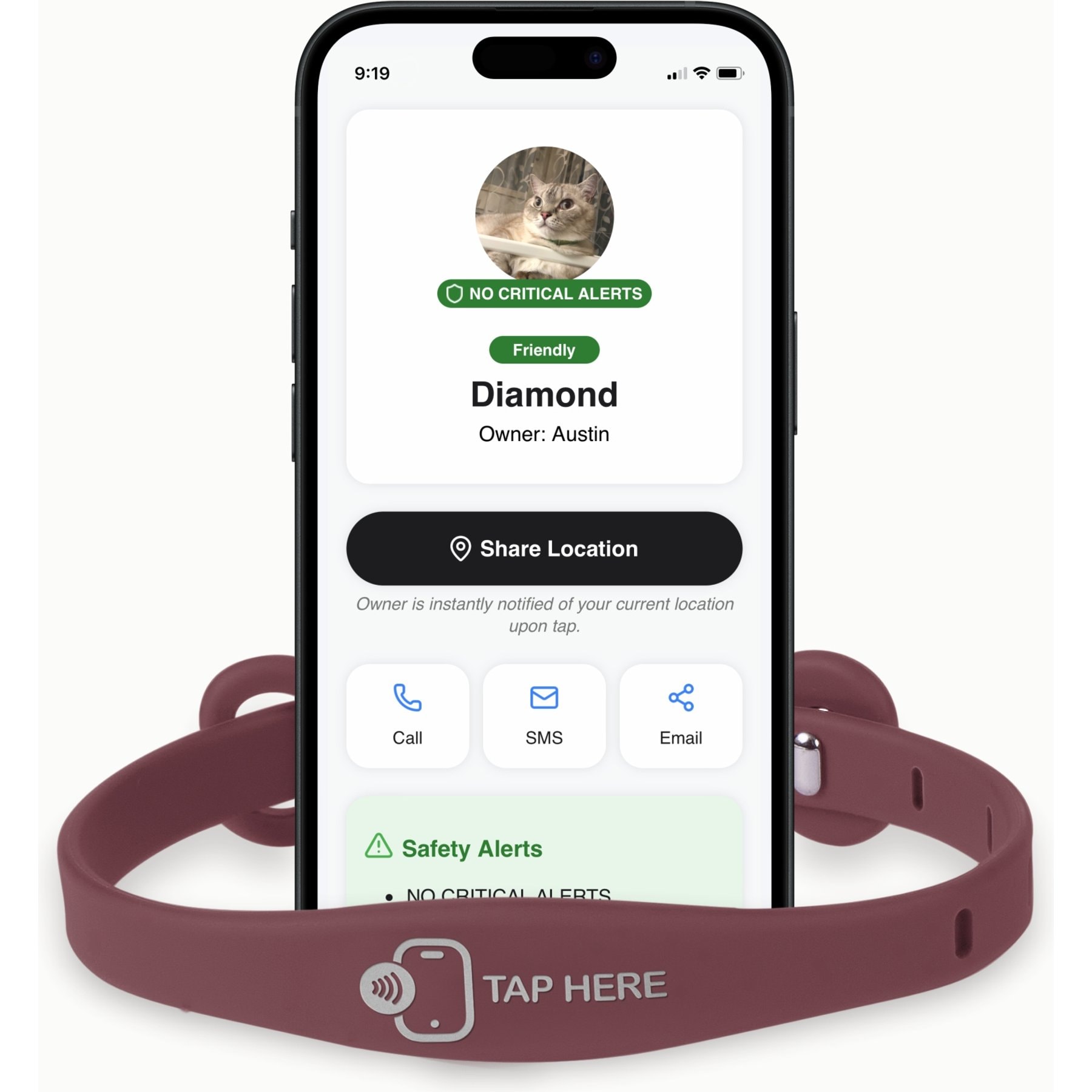 Furlegs TapSafe Dual-Stage Breakaway Smart ID & Medical Alert Cat Silicollar, Port Royale Red, Max