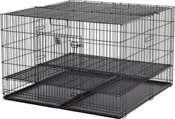 MidWest Homes for Pets Elevated Grate Double Door Wire Puppy Playpen Crate with 1/2-in Spacing, Grid & Pan Included, Black, X-Large slide 2 of 2