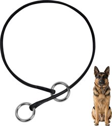 BARKBAY Competition-Style Ultra-Slim P/Q Loop No Pull Martingale Reflective Dog Collar with Stainless Steel Ring, Black, 9.5 to 11.5-in neck, 3/8-in wide