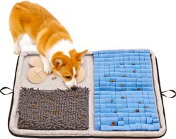 Potaroma 3-in-1 Interactive Foraging Feeding Snuffle Mat with Bone Washable & Non-Slip Exercise Games & Puzzles Dog Toy, Blue/Grey