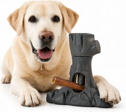 Potaroma Tree Root Shape Tough Nylon Teeth Cleaning Treat Dispenser for Bully Sticks Puzzle Training Chew Dog Toy, Grey