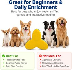 Potaroma 3-Tier Rotating Puzzle Interactive Slow Feeder Training Treat Dispensing Dog Toy with Non-Slip Base, Yellow slide 2 of 8