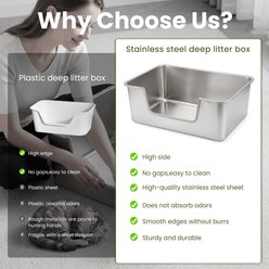 Ptlom Side Entry Stainless Steel Pan Cat Litter Box, 23.4 x 15.5 x 7.8-in slide 2 of 8