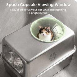 Ptlom Front Entry Stainless Steel Litter Box Extra Large Metal Pan Cat Litter Box with Lid, 23.8 x 15.9 x 15.1-in slide 2 of 8