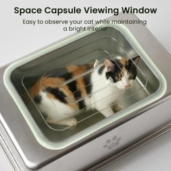 Ptlom Narrow Entry High Sided Enclosed Leak Proof Stainless Steel Pan Cat Litter Box with Lid, 23.8 x 15.9 x 13.1-in slide 2 of 8