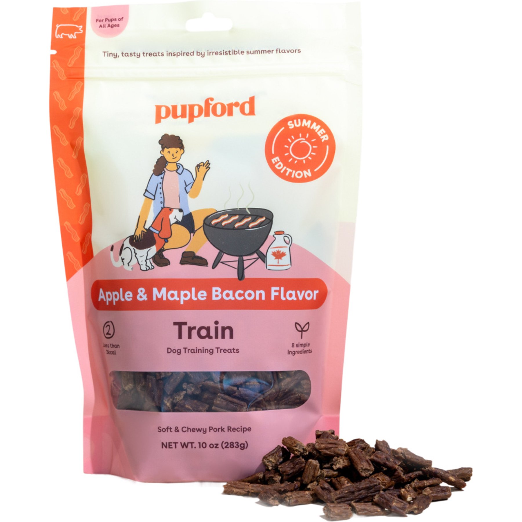 Pupford Summer BBQ Edition Natural Training Apple & Maple Bacon Soft & Chewy Dog Treats, 10-oz pouch