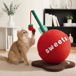 Happy & Polly Fruit Lollipop Sisal with Hanging Toy 17-in Cat Scratcher, Red, 1 count