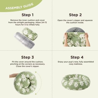 Show full view: Lesure Calming Cute Modern Plush Jacquard Shaggy Orthopedic Anti-Slip Donut Dog & Cat Bed with Removable Cover, X-Large, Green slide 5 of 9