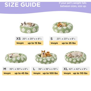 Lesure Calming Cute Modern Plush Jacquard Shaggy Orthopedic Anti-Slip Donut Dog & Cat Bed with Removable Cover, Green, Medium