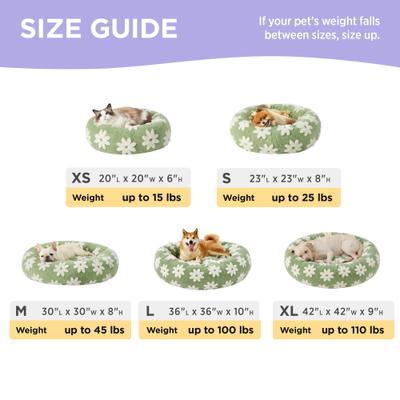 Show full view: Lesure Calming Cute Modern Plush Jacquard Shaggy Orthopedic Anti-Slip Donut Dog & Cat Bed with Removable Cover, X-Large, Green slide 6 of 9