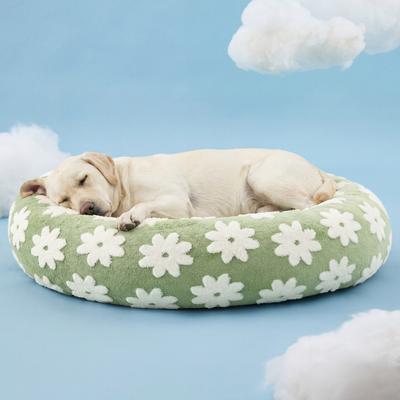Show full view: Lesure Calming Cute Modern Plush Jacquard Shaggy Orthopedic Anti-Slip Donut Dog & Cat Bed with Removable Cover, X-Large, Green slide 7 of 9
