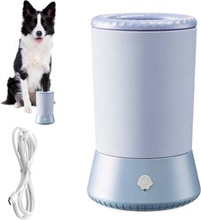 Twinsing Portable USB Rechargeable 2-Speed Detachable Soft Silicone Brush Dog & Cat Paw Washer Cup, Blue