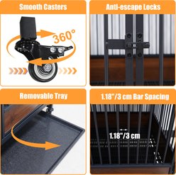 Wisfor Stackable Metal Furniture Style Single Layer Dog Crate, Black & Dark Walnut slide 2 of 9