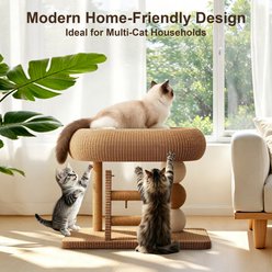 Twinsing Linen Condo Space Saving Climber Cat Tree with Natural Sisal Scratching Posts, Ball & Cooling Mat, Brown slide 2 of 7