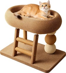 Twinsing Linen Condo Space Saving Climber Cat Tree with Natural Sisal Scratching Posts, Ball & Cooling Mat, Brown slide 1 of 7