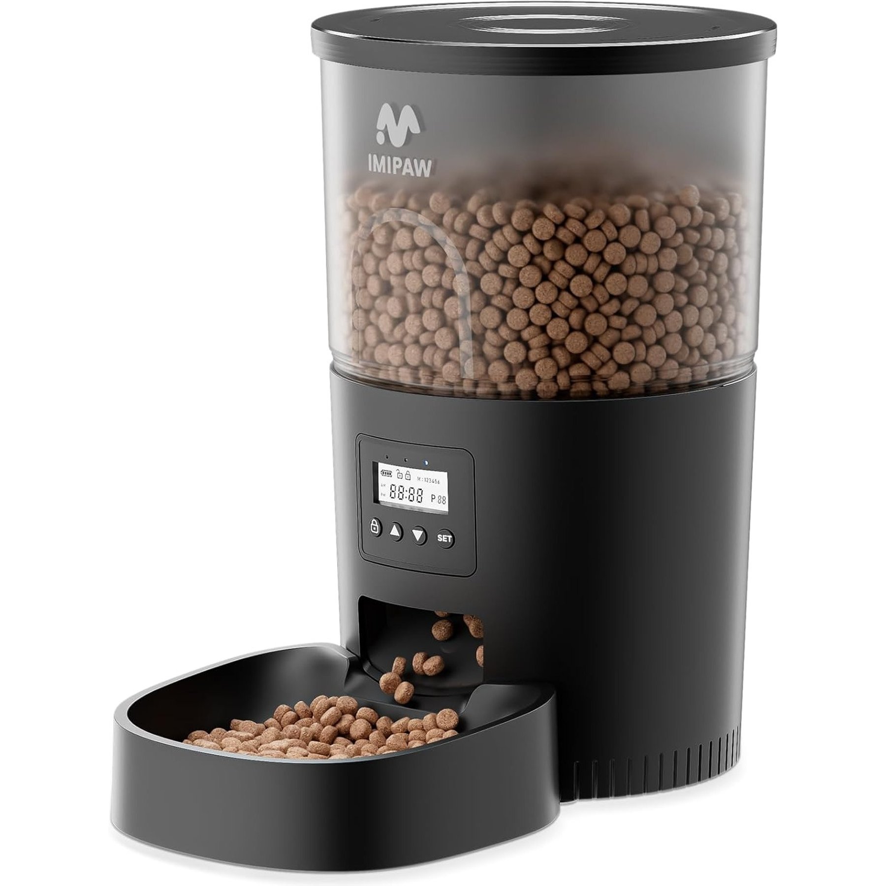 IMIPAW Automatic Programmable Cat & Dog Feeder, 3-L, Black