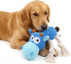 Kseroo Hippo Cotton Crinkle Paper Stuffed Durable Squeaky Dog Toy, Blue slide 2 of 7