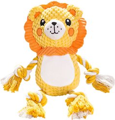 Kseroo Lion Cotton Crinkle Paper Stuffed Durable Squeaky Dog Toy