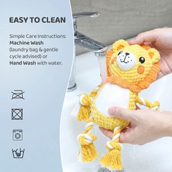 Kseroo Lion Cotton Crinkle Paper Stuffed Durable Squeaky Dog Toy slide 2 of 5