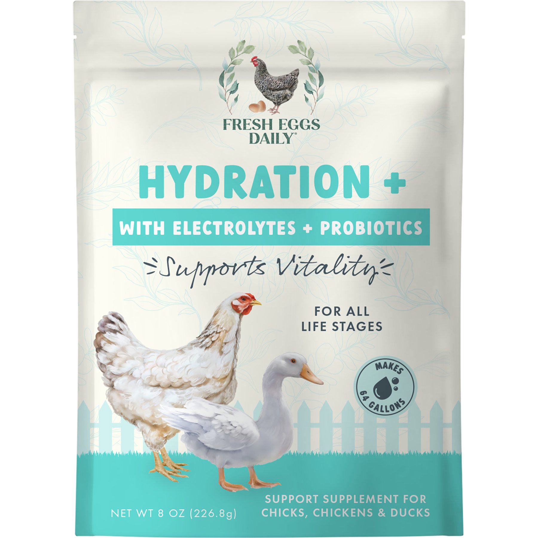 Fresh Eggs Daily Electrolytes & Probiotics Hydration Support Powder Chicken & Duck Supplement, 8-oz