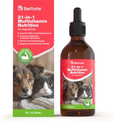 BeMate 21-in-1 Multivitamin Comprehensive Support for Skin, Energy & Vitality with Herbal Blend Liquid Supplement for Dogs & Cat, 60-mL