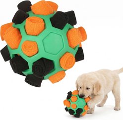 Kseroo Bite Resistant Snuffle Ball Dog Toy, Orange & Black
